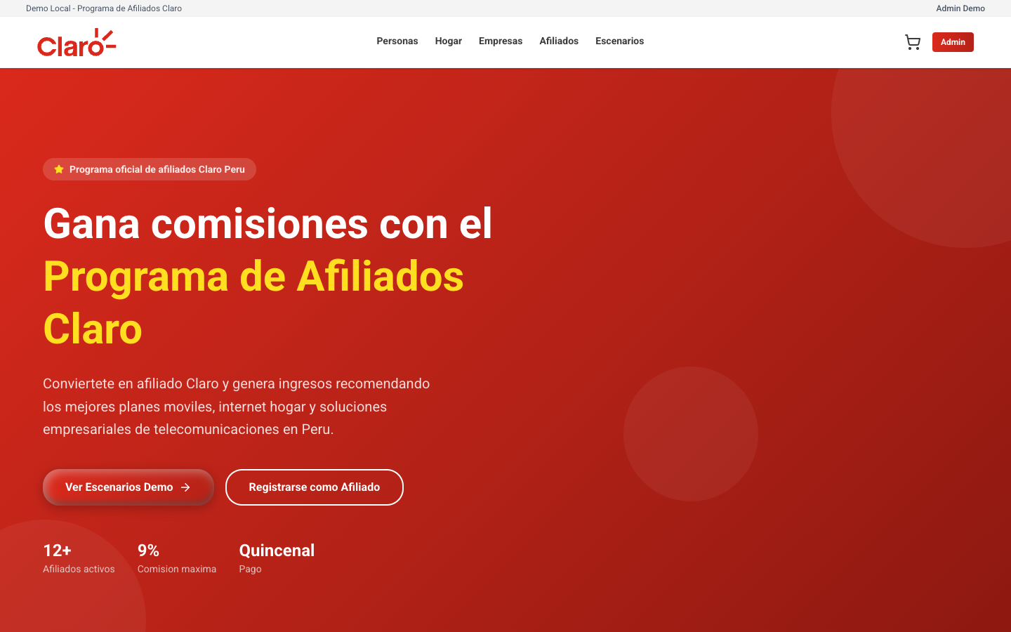 Claro Afiliados desktop