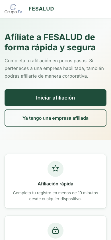 FeSalud Afiliacion mobile